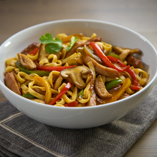 Mala Chicken and Mushroom Lo Mein